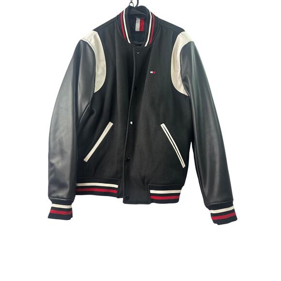 Tommy Hilfiger Men’s Mixed Media Varsity Bomber Jacket – Size L - Picture 1 of 13